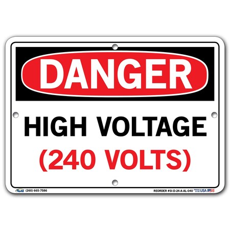 Vestil Sign, Danger, 10.5x7.5", Aluminum, .040, SI-D-24-A-AL-040 SI-D-24-A-AL-040